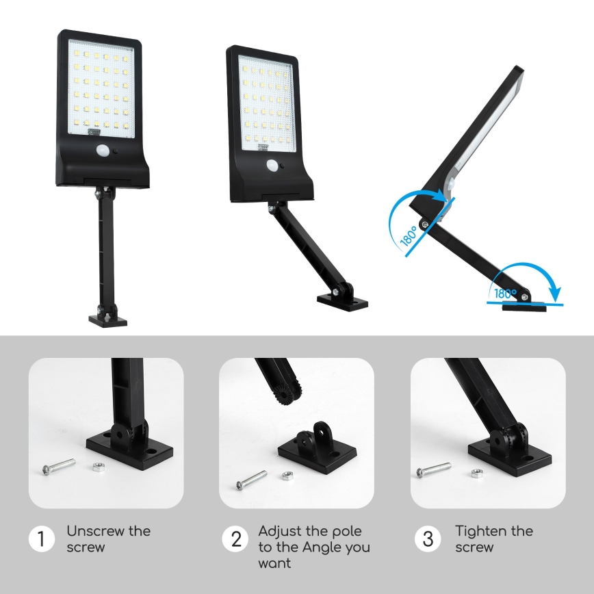 Aigostar - LED Stmievateľná solárna lampa so senzorom LED/2,3W/5,5V IP65 1800 mAh + diaľkové ovládanie