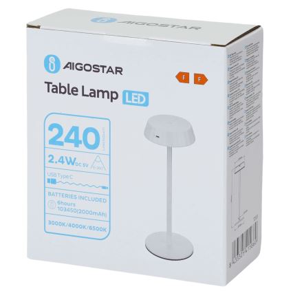 Aigostar - LED Stmievateľná stolná lampa AMBIENT LED/2,4W/5V 3000-6500K biela