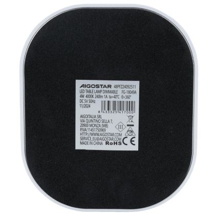 Aigostar - LED Stmievateľná stolná lampa LED/4W/5V 4000K