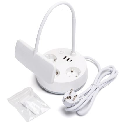 Aigostar - LED stmievateľná stolná lampa so zásuvkami a USB LED/4,6W/230V 3000/4000/6500K biela