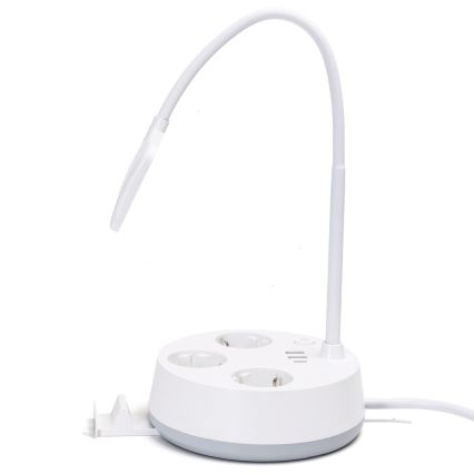 Aigostar - LED stmievateľná stolná lampa so zásuvkami a USB LED/4,6W/230V 3000/4000/6500K biela