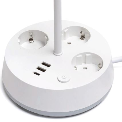 Aigostar - LED stmievateľná stolová lampa so zásuvkami a USB LED/4,6W/230V 3000/4000/6500K biela