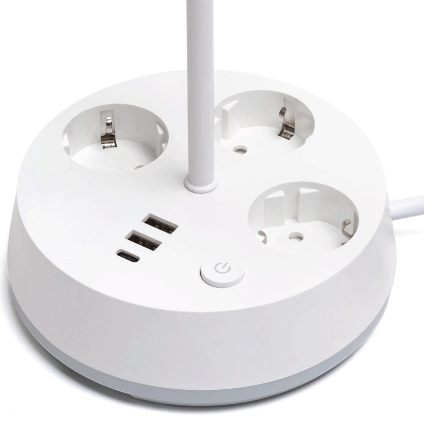 Aigostar - LED stmievateľná stolová lampa so zásuvkami a USB LED/4,6W/230V 3000/4000/6500K biela