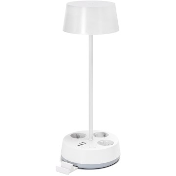 Aigostar - LED stmievateľná stolová lampa so zásuvkami a USB LED/4,6W/230V 3000/4000/6500K biela