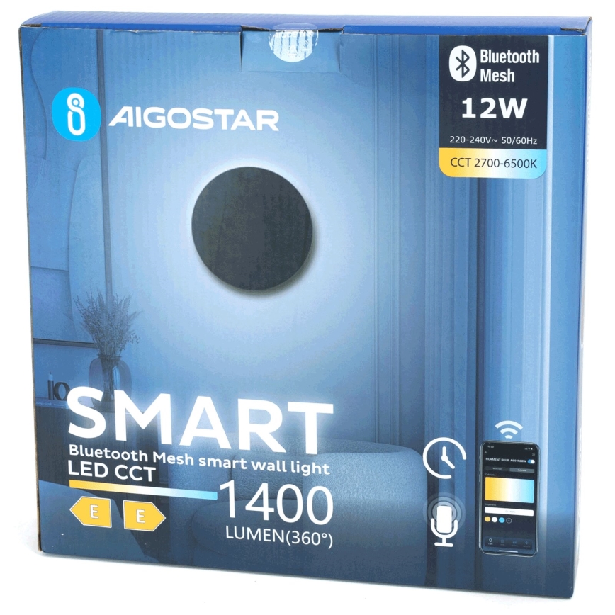 Aigostar - LED Stmievateľné nástenné svietidlo MESH Smart LED/12W/230V 2700-6500K čierna