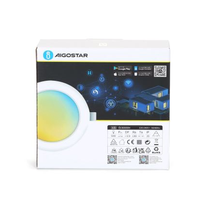 Aigostar - LED Stmievateľné podhľadové svietidlo LED/9W/230V pr. 14,5 cm Wi-Fi