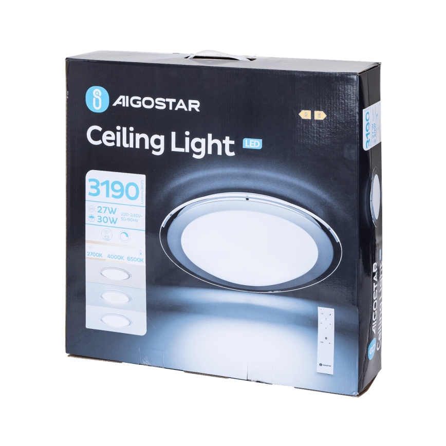 Aigostar - LED Stmievateľné stropné svetlo LED/30W/230V 2700-6500K pr. 42,9 cm chrom + diaľkové ovládanie