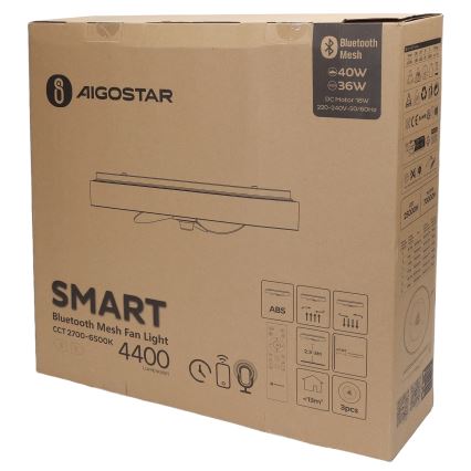 Aigostar - LED Stmievateľné stropné svietidlo s ventilátorom MESH LED/40W/230V 2700-6500K čierna + diaľkové ovládanie