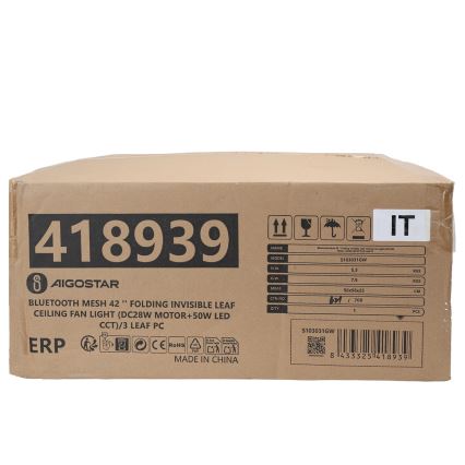 Aigostar - LED Stmievateľné stropné svietidlo s ventilátorom MESH LED/50W/230V 2700-6500K čierna + diaľkové ovládanie