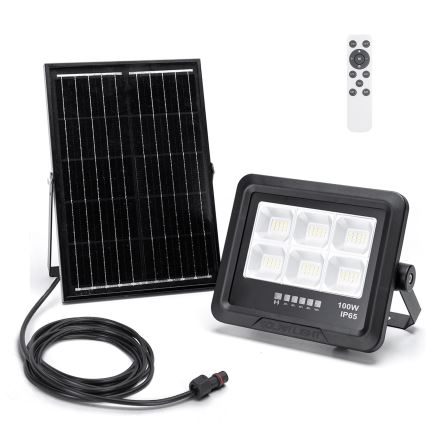 Aigostar - LED Stmievateľný solárny reflektor LED/100W/3,4V IP65 10000 mAh + diaľkové ovládanie