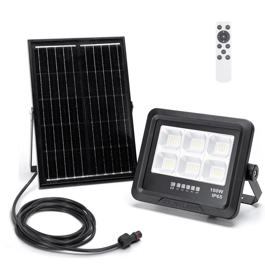 Aigostar - LED Stmievateľný solárny reflektor LED/100W/3,4V IP65 10000 mAh + diaľkové ovládanie