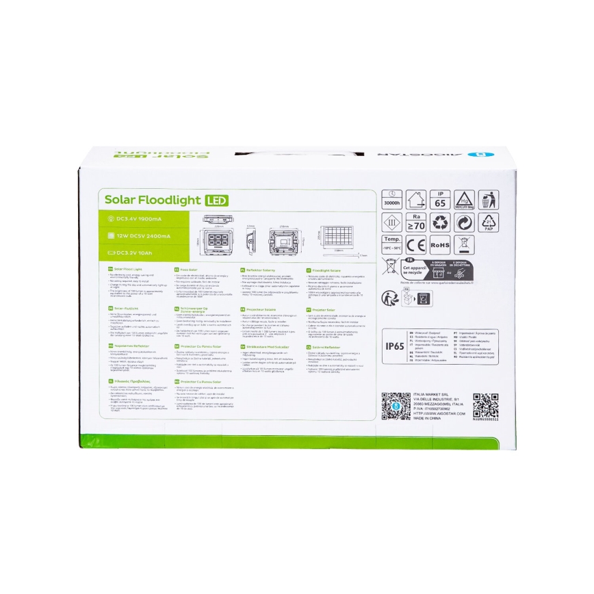 Aigostar - LED Stmievateľný solárny reflektor LED/100W/3,4V IP65 10000 mAh + diaľkové ovládanie