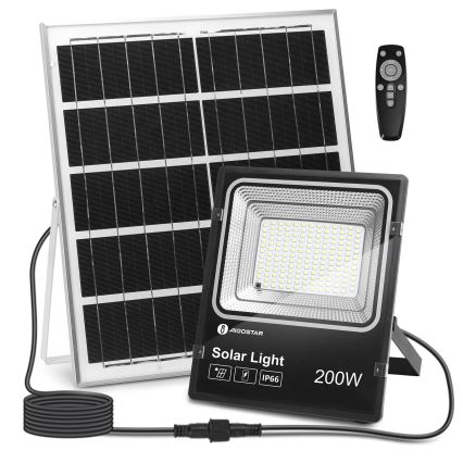 Aigostar - LED Stmievateľný solárny reflektor LED/200W/3,2V IP66 15000 mAh + diaľkové ovládanie