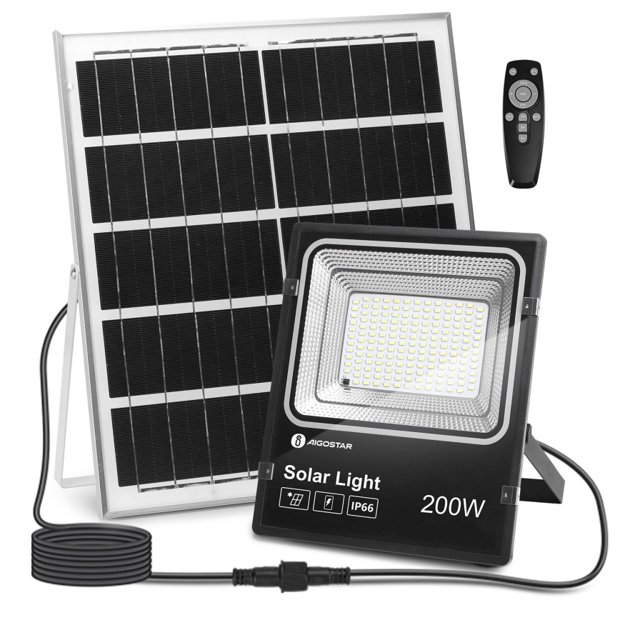 Aigostar - LED Stmievateľný solárny reflektor LED/200W/3,2V IP66 15000 mAh + diaľkové ovládanie