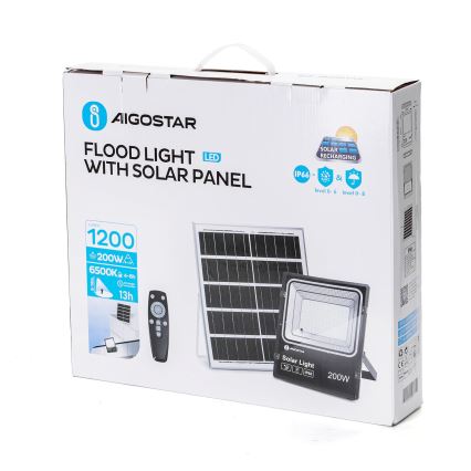 Aigostar - LED Stmievateľný solárny reflektor LED/200W/3,2V IP66 15000 mAh + diaľkové ovládanie