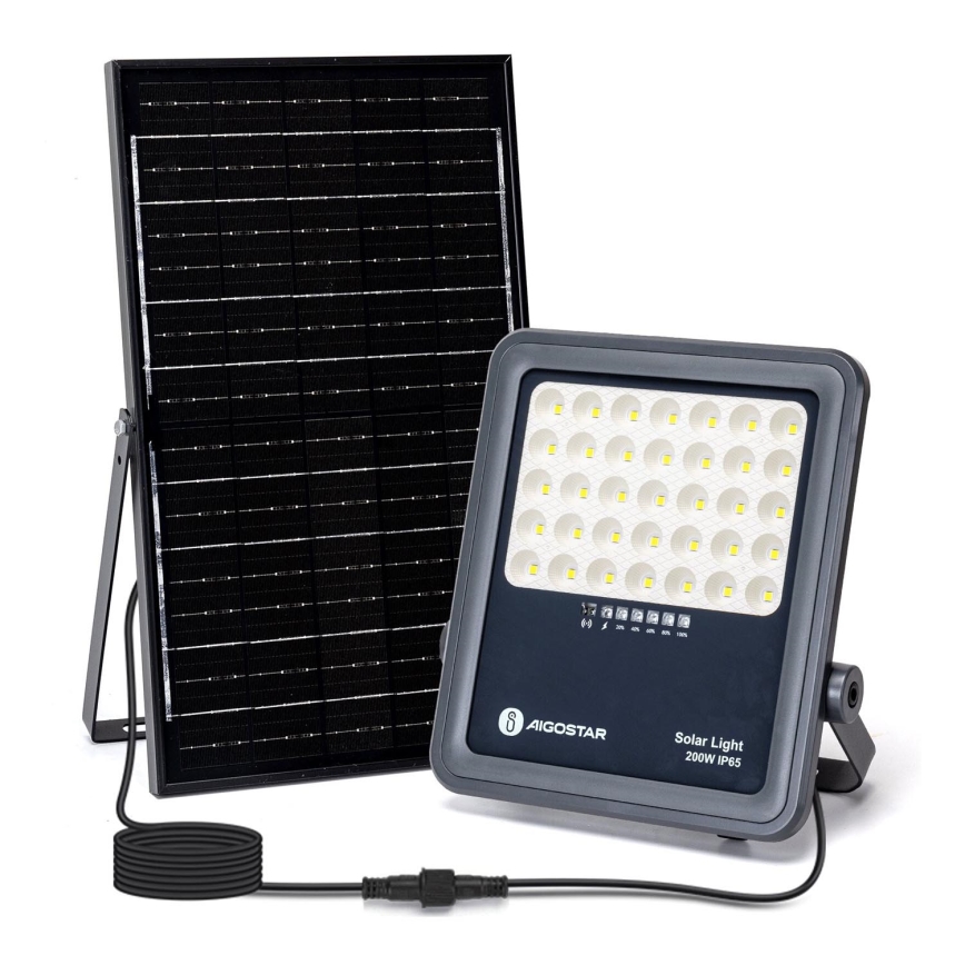 Aigostar - LED Stmievateľný solárny reflektor LED/200W/3,4V IP65 15000 mAh + diaľkové ovládanie