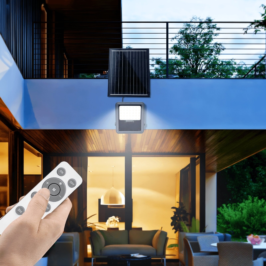 Aigostar - LED Stmievateľný solárny reflektor LED/200W/3,4V IP65 15000 mAh + diaľkové ovládanie