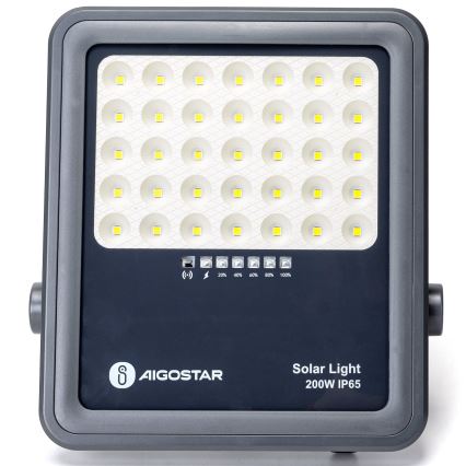 Aigostar - LED Stmievateľný solárny reflektor LED/200W/3,4V IP65 15000 mAh + diaľkové ovládanie