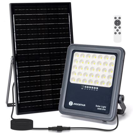 Aigostar - LED Stmievateľný solárny reflektor LED/200W/3,4V IP65 15000 mAh + diaľkové ovládanie
