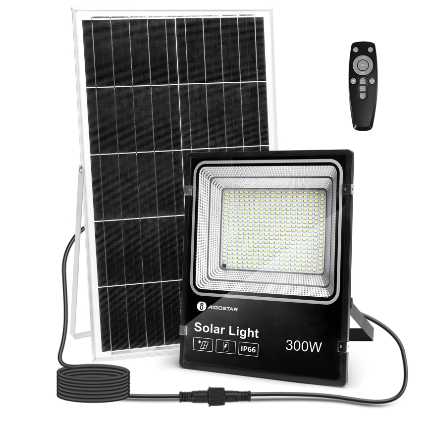 Aigostar - LED Stmievateľný solárny reflektor LED/300W/3,2V IP66 25000 mAh + diaľkové ovládanie