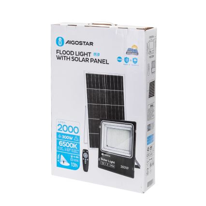 Aigostar - LED Stmievateľný solárny reflektor LED/300W/3,2V IP66 25000 mAh + diaľkové ovládanie