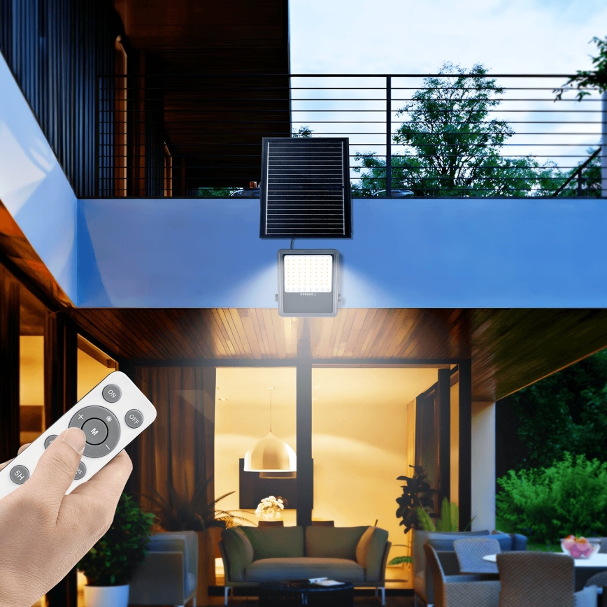 Aigostar - LED Stmievateľný solárny reflektor LED/300W/3,4V IP65 20000 mAh + diaľkové ovládanie
