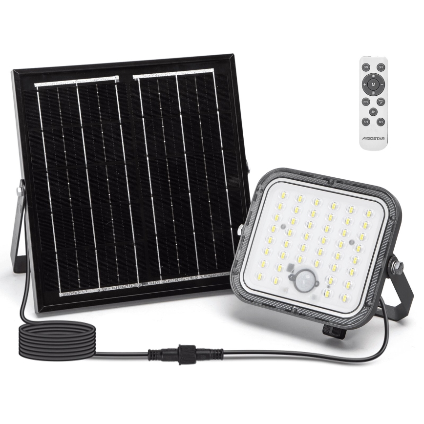 Aigostar - LED stmievateľný solárny reflektor so senzorom LED/80W/3,4V 6500K IP66 4000 mAh + diaľkové ovládanie