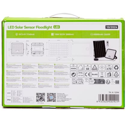 Aigostar - LED Stmievateľný solárny reflektor so senzorom LED/120W/3,4V 6500K IP66 8000 mAh + diaľkové ovládanie