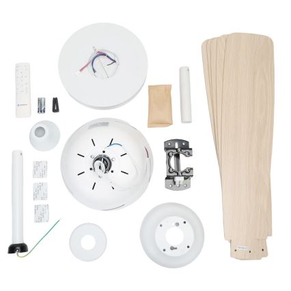 Aigostar - LED Stmievateľný stropný ventilátor LED/20W/230V 2700-6500K 132cm biela/béžová + diaľkové ovládanie