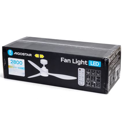 Aigostar - LED Stmievateľný stropný ventilátor LED/20W/230V 2700-6500K 132cm biela + diaľkové ovládanie