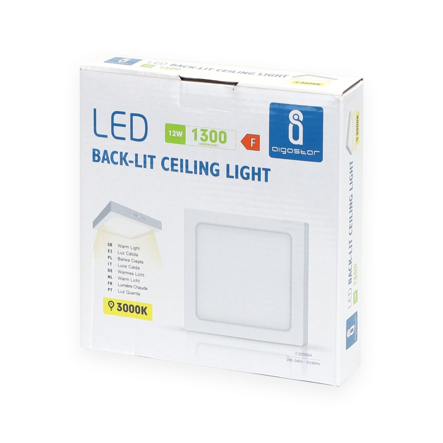Aigostar - LED Stropné prisadené svietidlo LED/12W/230V 17,3x17,3 cm 3000K biela