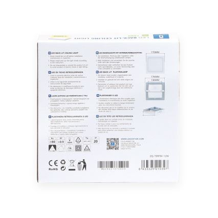 Aigostar - LED Stropné prisadené svietidlo LED/12W/230V 17,3x17,3 cm 3000K biela