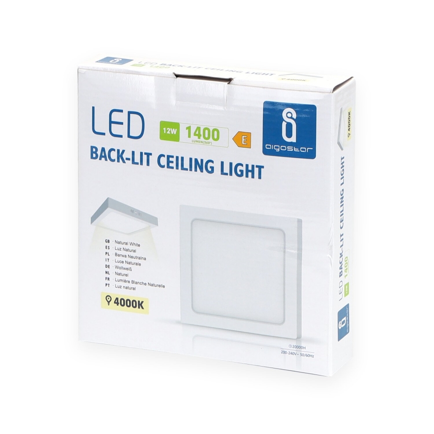 Aigostar - LED Stropné prisadené svietidlo LED/12W/230V 17,3x17,3 cm 4000K biela