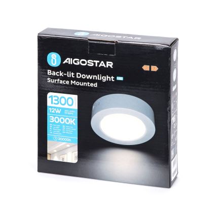 Aigostar - LED Stropné prisadené svietidlo LED/12W/230V pr. 17,4 cm 3000K biela