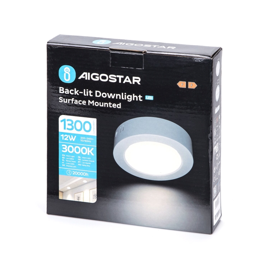 Aigostar - LED Stropné prisadené svietidlo LED/12W/230V pr. 17,4 cm 3000K biela