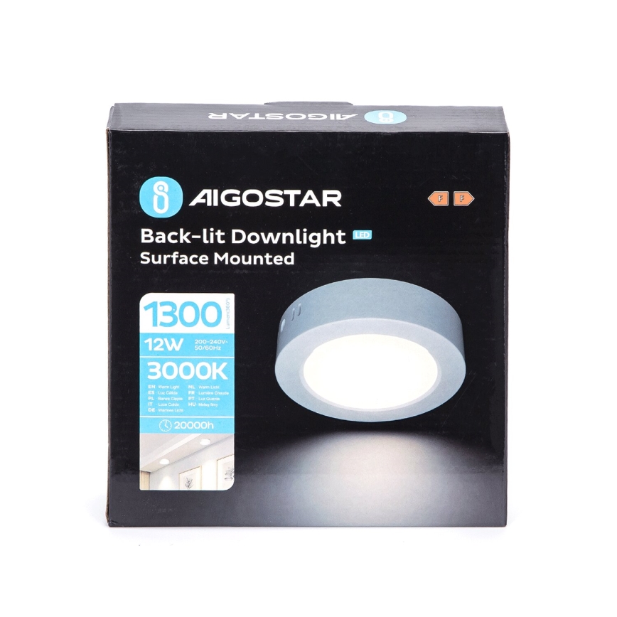 Aigostar - LED Stropné prisadené svietidlo LED/12W/230V pr. 17,4 cm 3000K biela