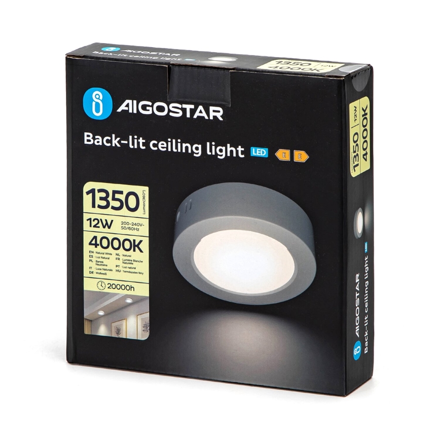 Aigostar - LED Stropné prisadené svietidlo LED/12W/230V pr. 17,4 cm 4000K biela
