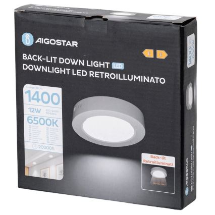 Aigostar - LED Stropné prisadené svietidlo LED/12W/230V pr. 17,4 cm 6500K biela