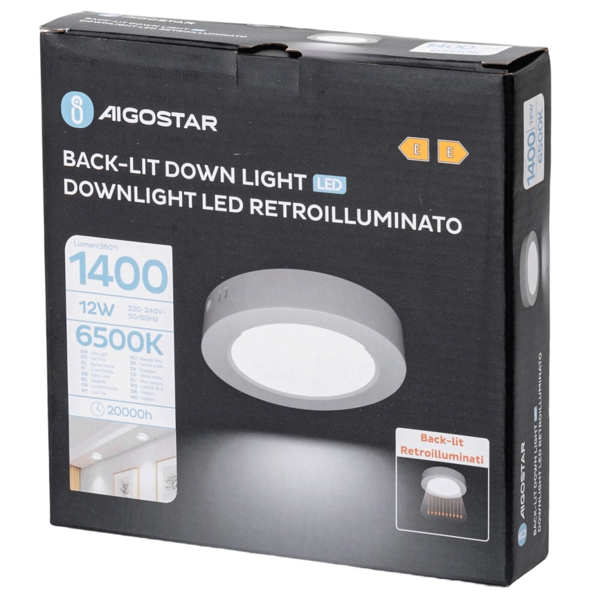 Aigostar - LED Stropné prisadené svietidlo LED/12W/230V pr. 17,4 cm 6500K biela