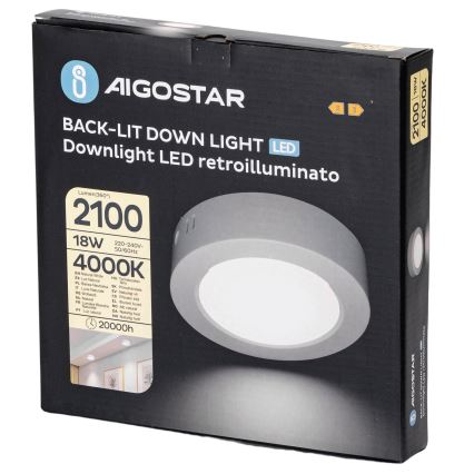 Aigostar - LED Stropné prisadené svietidlo LED/18W/230V pr. 22,6 cm 4000K biela