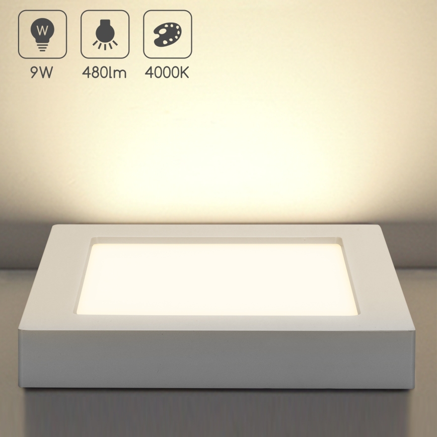 Aigostar - LED Stropné prisadené svietidlo LED/9W/230V 4000K 12,2x12,2 cm biela