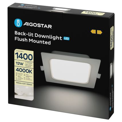 Aigostar - LED Stropné svetlo LED/12W/230V 4000K 17,5x17,5 cm biele