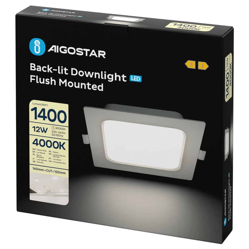Aigostar - LED Stropné svetlo LED/12W/230V 4000K 17,5x17,5 cm biele