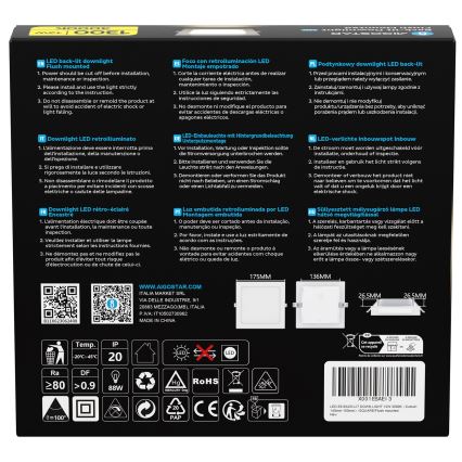 Aigostar - LED Stropné svietidlo LED/12W/230V 3000K 17,5x17,5 cm biela
