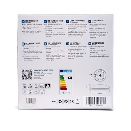 Aigostar - LED stropné svietidlo s pohybovým senzorom LED/12W/230V 3000K priemer 28 cm