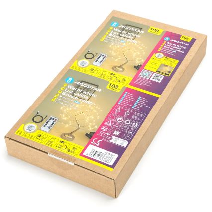 Aigostar - LED Vianočná dekorácia 108xLED/3xAA/8 funkcií 45cm teplá biela