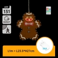 Aigostar - LED Vianočná dekorácia 131xLED/3xAA IP44 + diaľkové ovládanie perníček 27 cm