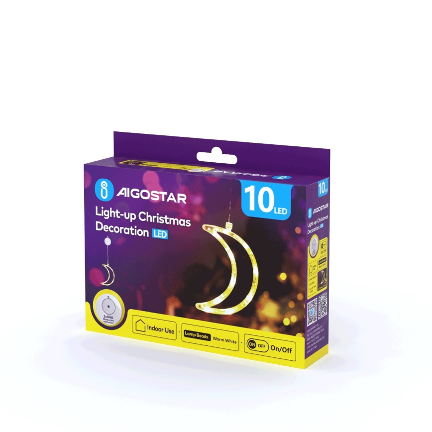 Aigostar - LED Vianočná dekorácia LED/3xAAA mesiac 18,5cm
