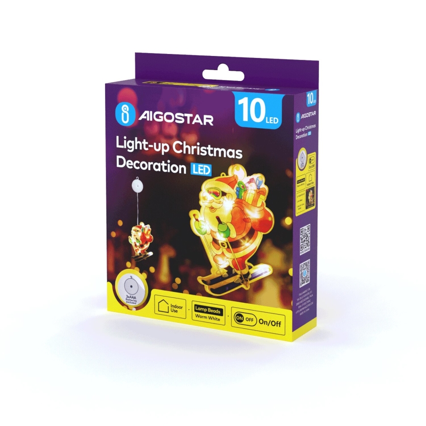 Aigostar - LED Vianočná dekorácia LED/3xAAA Santa na lyžiach 23cm