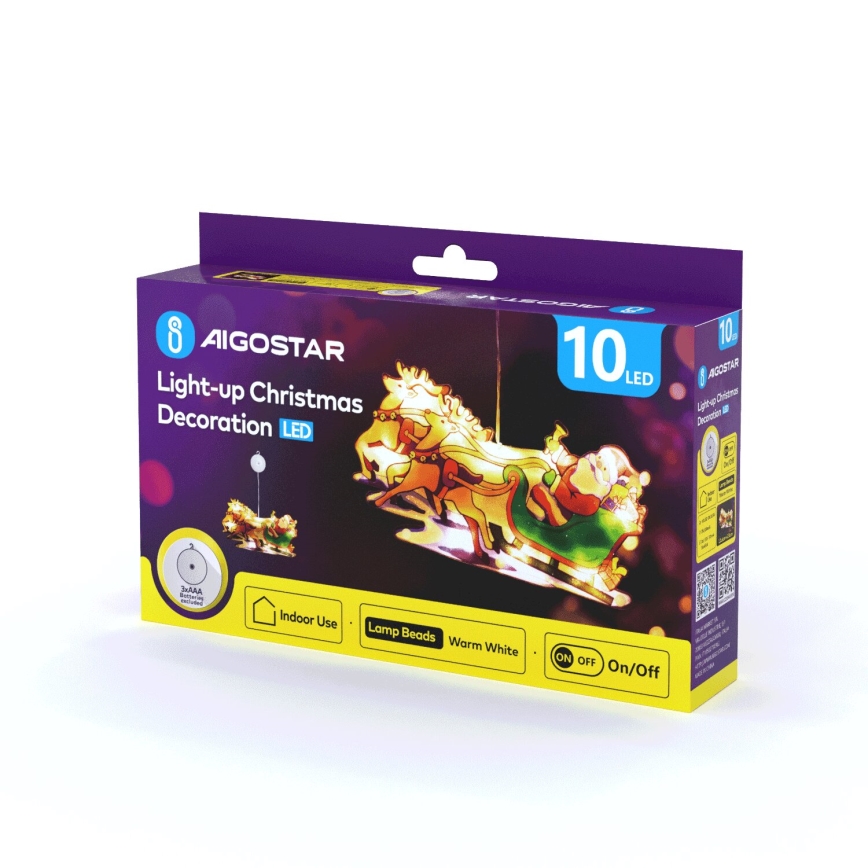 Aigostar - LED Vianočná dekorácia LED/3xAAA Santa so sobami 13,4cm